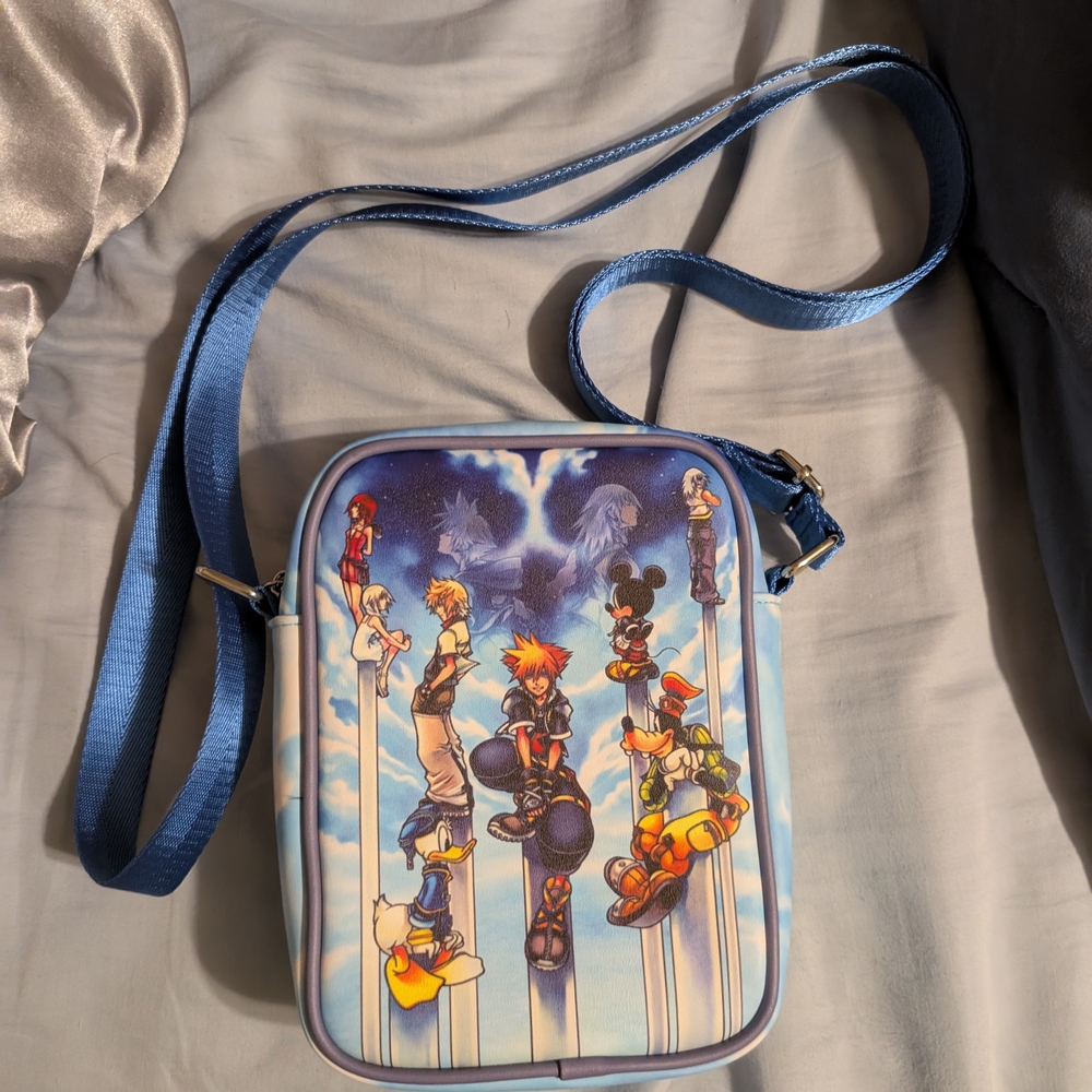 Blue Crossbody Bag with Cartoon Characters